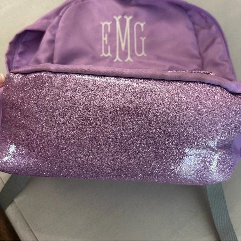 MarleyLilly Kids Purple and Sparkle Multi-Pocket Backpack with EMG Monogram GUC